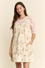 Load image into Gallery viewer, Jodifl Floral Print Overall Mini Dress in Beige Pink
