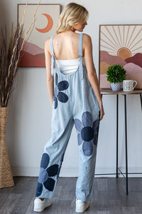 Oli & Hali Large Flower and Paint Splatter Jumpsuit in Light Blue