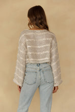 Load image into Gallery viewer, Storia Sequin Stripe Open Knit Top in Silver
