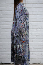 Load image into Gallery viewer, Umgee Paisley Print Midi Dress with Contrasting Print Neckline in Blue Dress Umgee   
