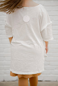 Umgee Off White Tunic Top with Fray Detail Tops Umgee   