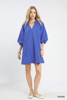 Umgee Textured Pocket Dress in Ocean