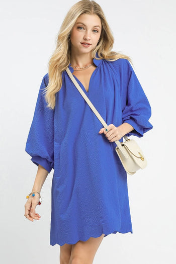 Umgee Textured Pocket Dress in Ocean