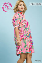 Load image into Gallery viewer, Umgee Jacquard Paisley Print Puff Sleeve Tunic Dress in Pink Mix
