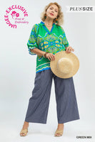 Umgee Boho Print Top in Green ON ORDER