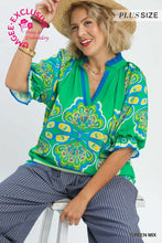 Load image into Gallery viewer, Umgee Boho Print Top in Green ON ORDER
