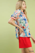 Load image into Gallery viewer, Umgee Jacquard Bloomscape Print Top in Blue Mix
