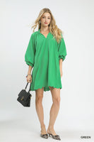 Umgee Textured Pocket Dress in Green