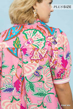 Load image into Gallery viewer, Umgee Jacquard Paisley Print Puff Sleeve Tunic Dress in Pink Mix
