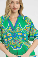 Umgee Boho Print Top in Green ON ORDER