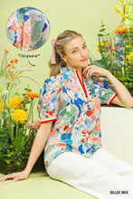 Load image into Gallery viewer, Umgee Jacquard Bloomscape Print Top in Blue Mix
