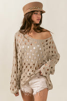 BiBi Hollow Out Detailed Knit Top in Oatmeal Top BiBi   