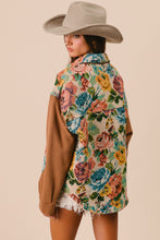 Load image into Gallery viewer, BiBi Knit and Woven Vintage Floral Print Jacket in Camel
