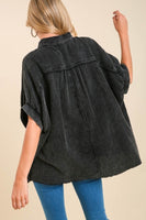 Umgee Gauze Button Down Top in Ash Top Umgee   