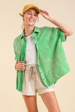 Load image into Gallery viewer, Umgee Gauze Button Down Top in Green Top Umgee   
