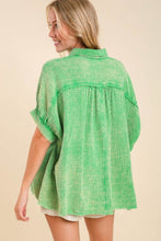 Load image into Gallery viewer, Umgee Gauze Button Down Top in Green Top Umgee   
