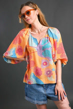 Load image into Gallery viewer, Umgee Floral Print Top in Mango Mix Top Umgee   
