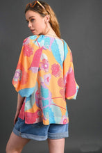 Load image into Gallery viewer, Umgee Floral Print Top in Mango Mix Top Umgee   
