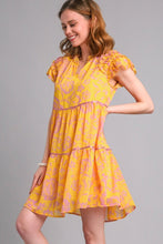 Load image into Gallery viewer, Umgee Flower Print Dress with Satin Tape Details in Honey Mix Dress Umgee   
