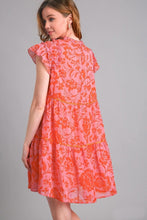 Load image into Gallery viewer, Umgee Flower Print Dress with Satin Tape Details in Light Pink Mix Dress Umgee   
