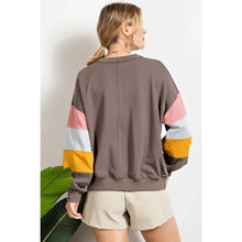 Load image into Gallery viewer, Easel Terry Knit Top with Colorblock Sleeves in Ash Shirts &amp; Tops Easel   

