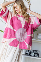 Oli & Hali OVERSIZED Large Patchwork Daisy Top in Pink
