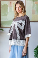 Oli & Hali OVERSIZED Ribbon Bow Patchwork Top in Black