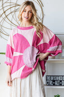 Oli & Hali OVERSIZED Large Patchwork Daisy Top in Pink