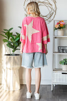 Oli & Hali OVERSIZED Star Patched Top in Hot Pink