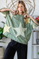 Oli & Hali OVERSIZED Star Patched Top in Green