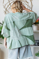 Oli & Hali OVERSIZED Large Patchwork Daisy Top in Green