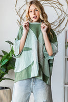 Oli & Hali OVERSIZED Large Patchwork Daisy Top in Green