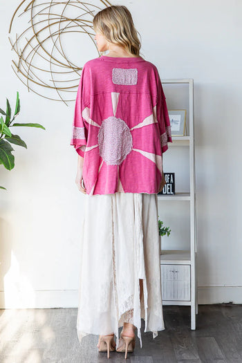 Oli & Hali OVERSIZED Large Patchwork Daisy Top in Pink