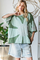 Oli & Hali OVERSIZED Large Patchwork Daisy Top in Green