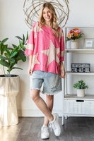 Oli & Hali OVERSIZED Star Patched Top in Hot Pink
