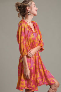 Umgee Graphic Floral Dress in Sunkist Mix Dress Umgee   
