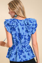 Load image into Gallery viewer, Umgee Floral Print Top with Elastic Waist in Periwinkle Mix-FINAL SALE Top Umgee   
