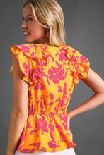 Load image into Gallery viewer, Umgee Floral Print Top with Elastic Waist in Sunray Mix-FINAL SALE Top Umgee   
