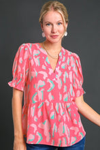 Load image into Gallery viewer, Umgee Multi Color Leopard Print Top in Flamingo  Umgee   
