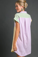 Load image into Gallery viewer, Umgee Mixed Colorblock Stripe Button Down Dress in Green Dress Umgee   
