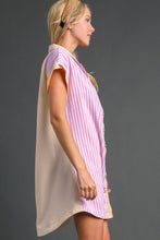 Load image into Gallery viewer, Umgee Mixed Colorblock Stripe Button Down Dress in Pink Dress Umgee   
