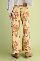 Easel Floral Washed Twill Pants in Camel