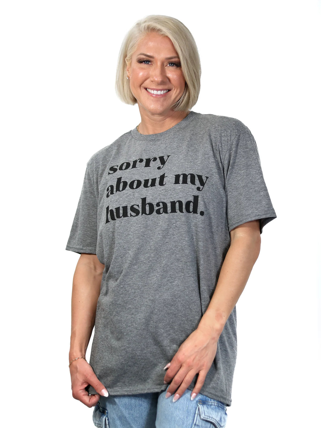 Sorry About My Husband Graphic Tee in Concrete Grey Graphic Tees Stated Brands   