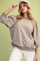 Easel Quilted Banded Bottom Top in Mushroom