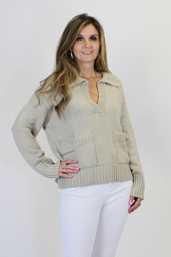 Things Between Textured Knit Sweater in Light Taupe