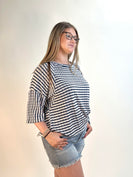 BiBi Textured Striped Top in Royal