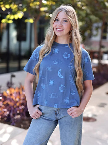 Jadelynn Brooke Western Elements Top in Teal