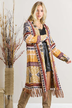 Load image into Gallery viewer, Tribal Pattern Cardigan with Fringe in Mauve Mix Cardigan Adora   
