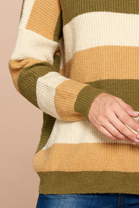Oddi Striped Sweater in Olive Mix Top Oddi   