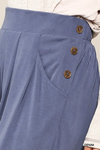 GiGio Cupro Pants in Denim Blue Pants Gigio   